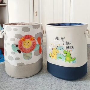 Jute Laundry Bag Dino with Rope Handles