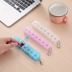Portable Weekly Pill Box with 7 Day Compartments