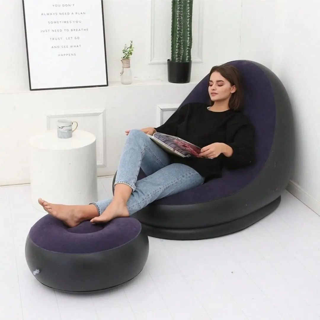 Inflatable Sofa With a footrest and an air Pump. - Image 6