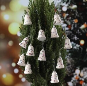 Christmas White Thermocol Bells (Pack of 6)