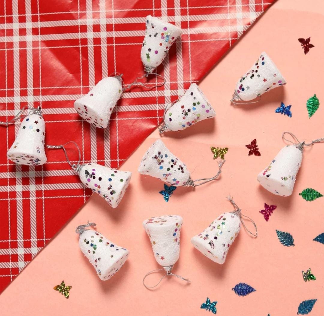 Christmas White Thermocol Bells (Pack of 6) - Image 2