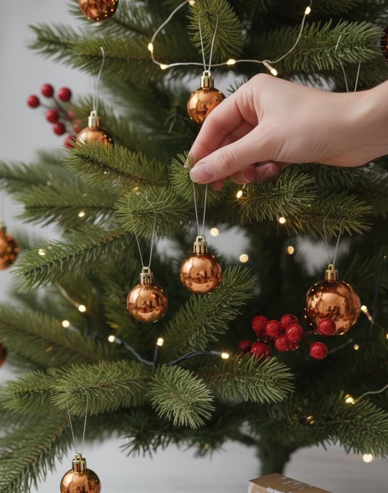 Christmas Hanging Rose Gold Balls 4cm (Pack of 9) - Image 3