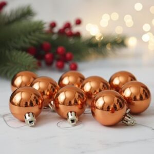 Christmas Hanging Rose Gold Balls 4cm (Pack of 9)