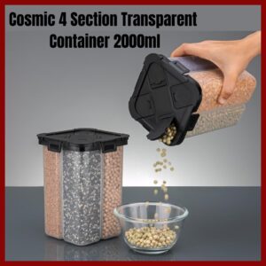 Cosmic 4 Section Transparent Pulse Grain Container 2000ml