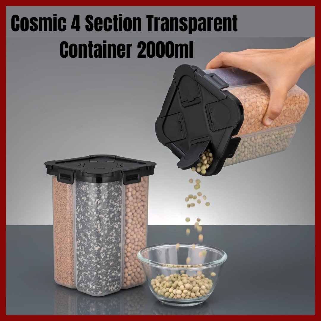 Cosmic 4 Section Transparent Pulse Grain Container 2000ml