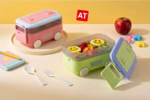 Cute Double Decker Bus Tiffin Box for Kids - Leakproof Stainless Steel School Lunch Box