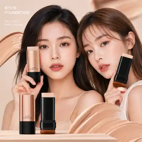 2 in 1 Korean Anti-Wrinkle Foundation Stick with Brush - Image 2