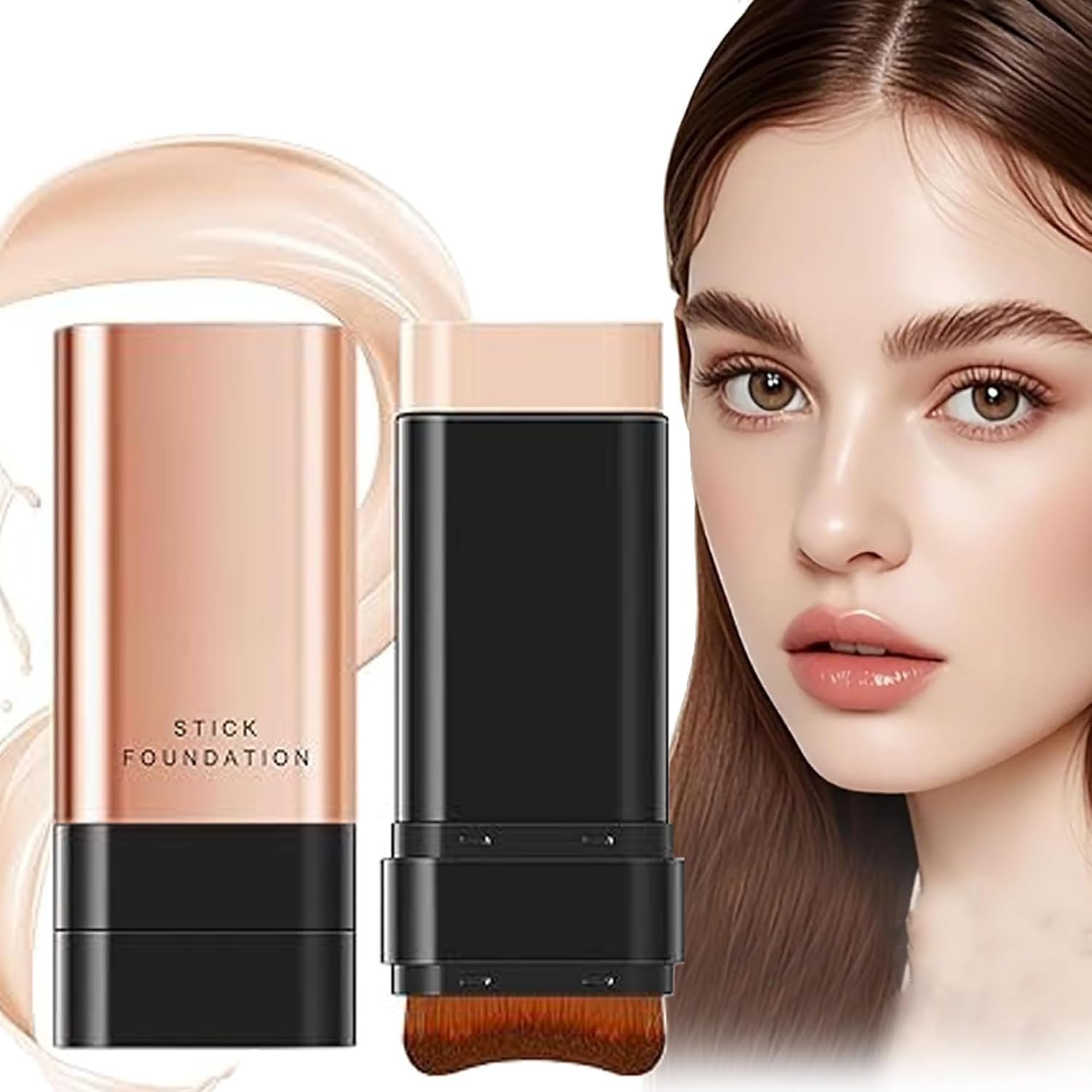 2 in 1 Korean Anti-Wrinkle Foundation Stick with Brush - Image 3