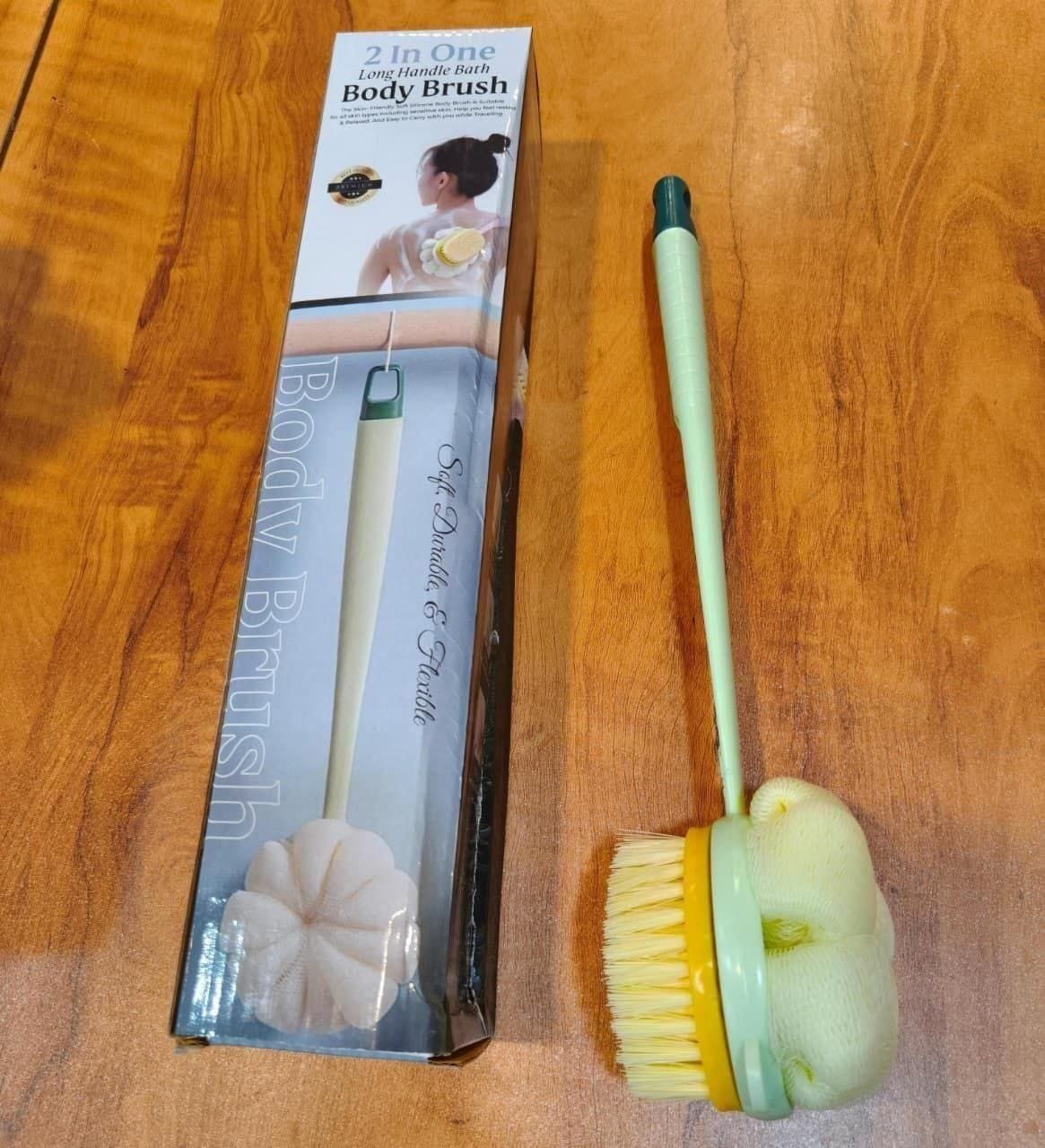 "Long handle bath body brush for back scrubbing and skin exfoliation"