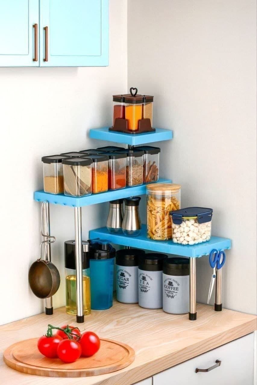 3 Tier Kitchen Corner Shelf Organizer & Spice Rack (1 Pc)