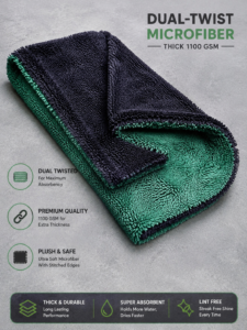1100 GSM Dual Twist Microfiber Car Cleaning Cloth & Drying Towel