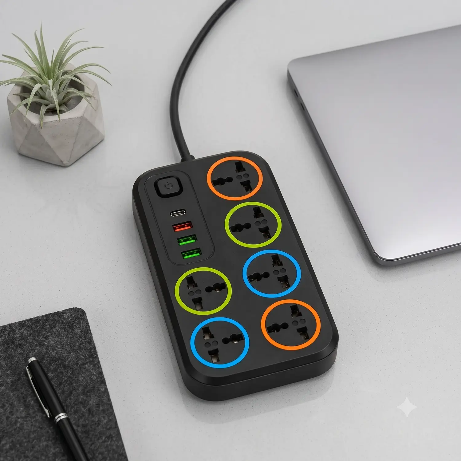 9 in 1 Extension Board with USB Ports & Surge Protector | Multi-Plug Socket Power Strip