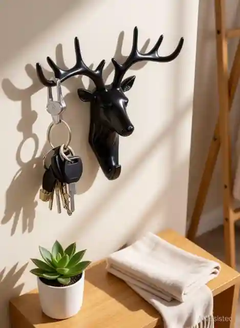 Deer Head Wall Hook - Decorative Key & Coat Hanger (2 Pcs)