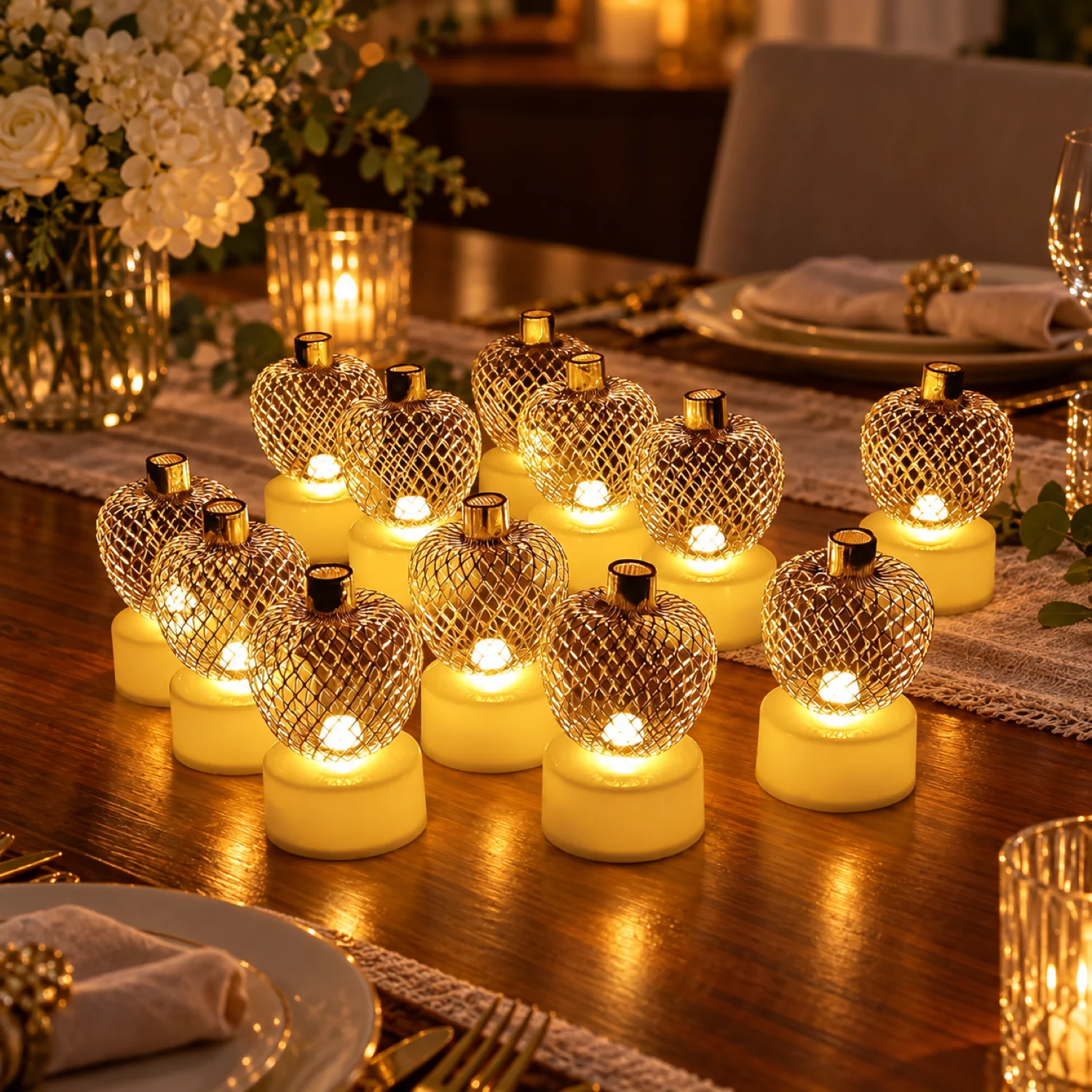 Mix Design Golden Jari Diya Set of 6 – Decorative Festive & Home Decor Diyas - Image 2
